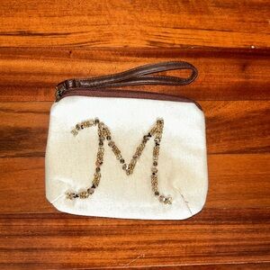 Beaded Cream Wristlet